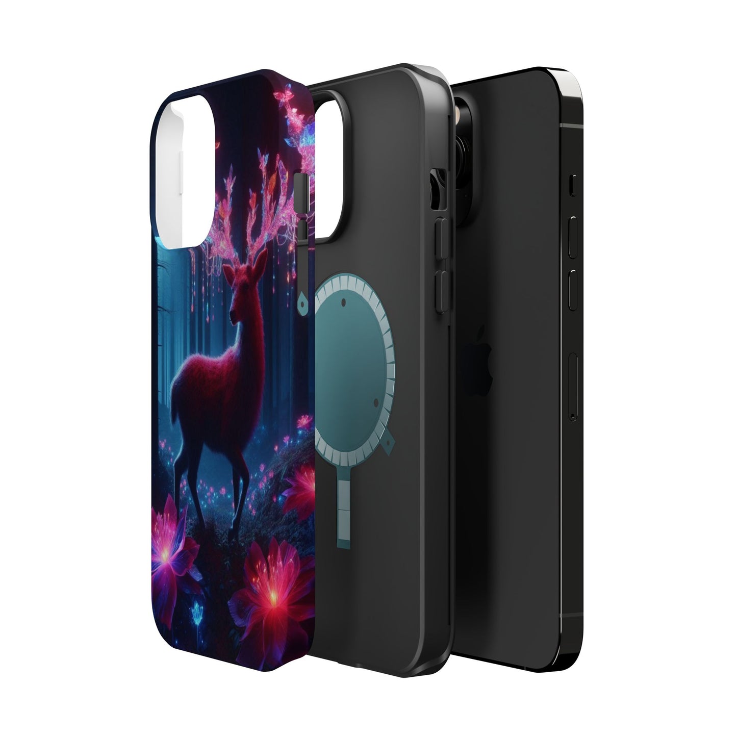 Magnetic Impact-Resistant Phone Case — Neon Fantasy Deer Forest Design