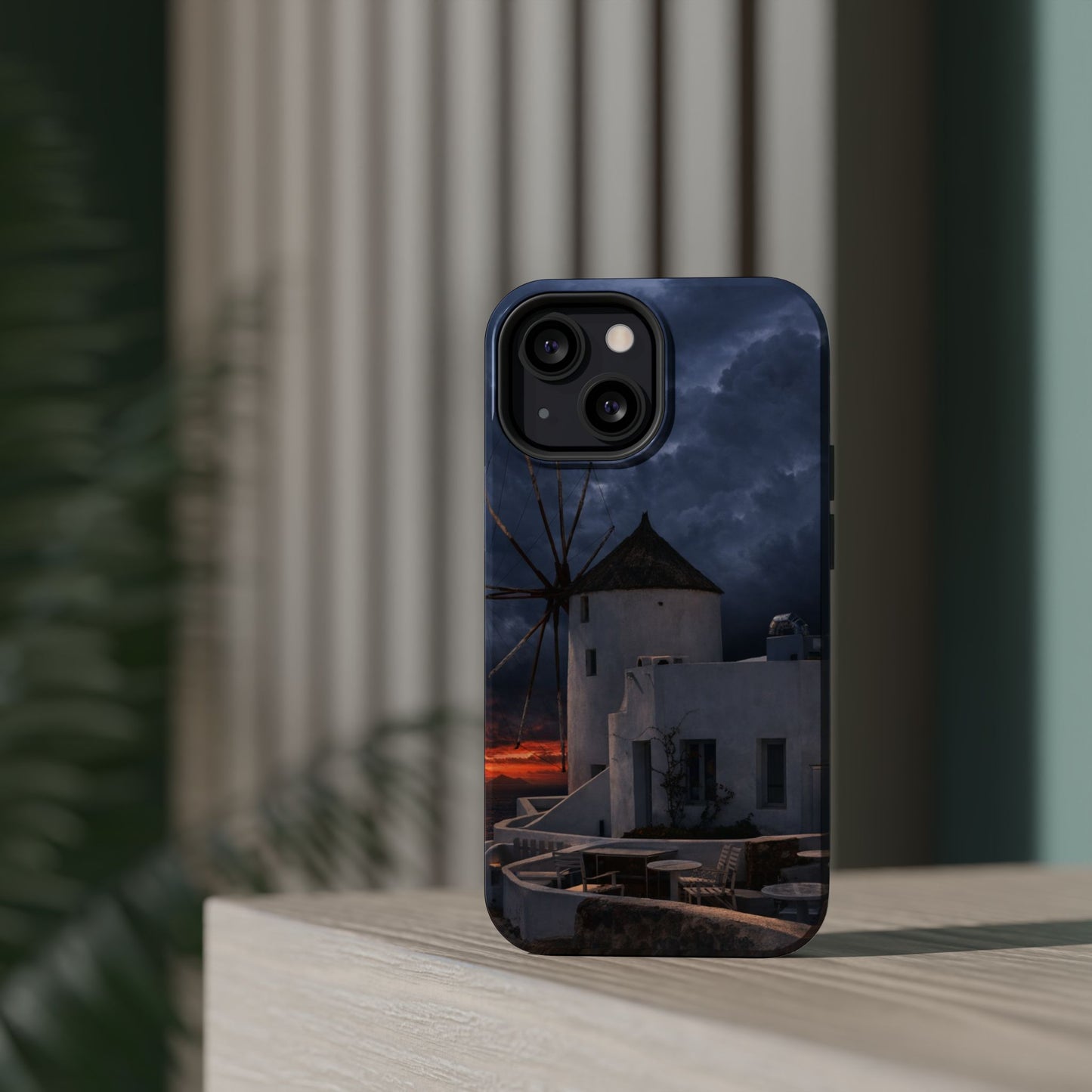 Santorini Windmill Sunset phone case | Magnetic impact-resistant case Greek Island Travel Gift