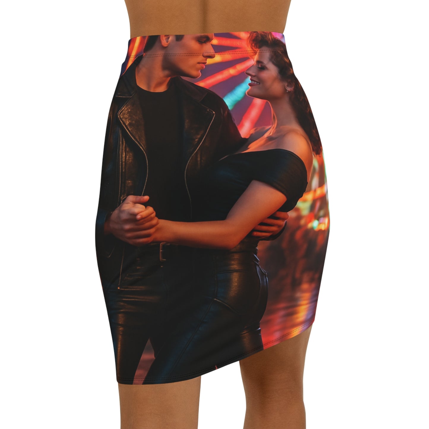Grease Vibes Mini Skirt — Retro Hollywood Glamour Neon Carnival Nights
