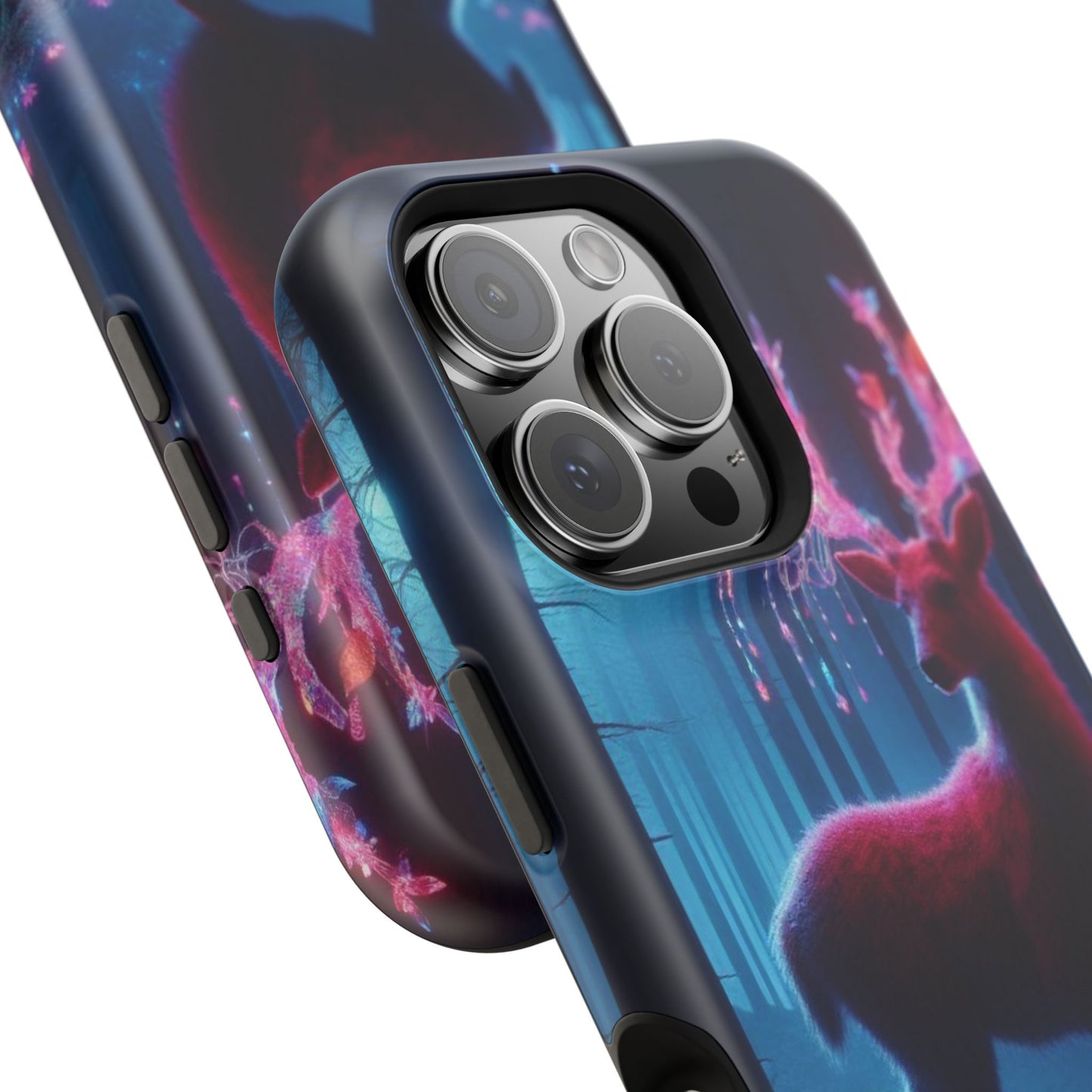 Magnetic Impact-Resistant Phone Case — Neon Fantasy Deer Forest Design