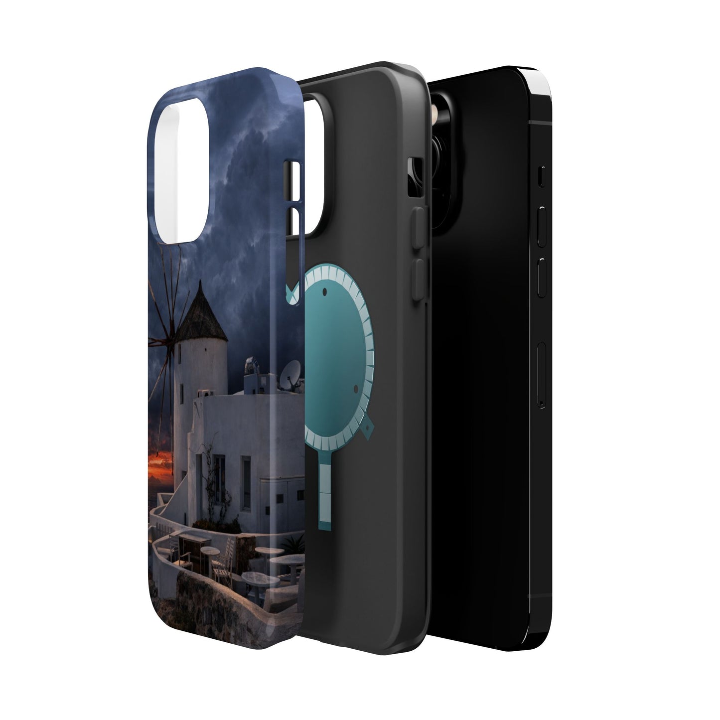 Santorini Windmill Sunset phone case | Magnetic impact-resistant case Greek Island Travel Gift