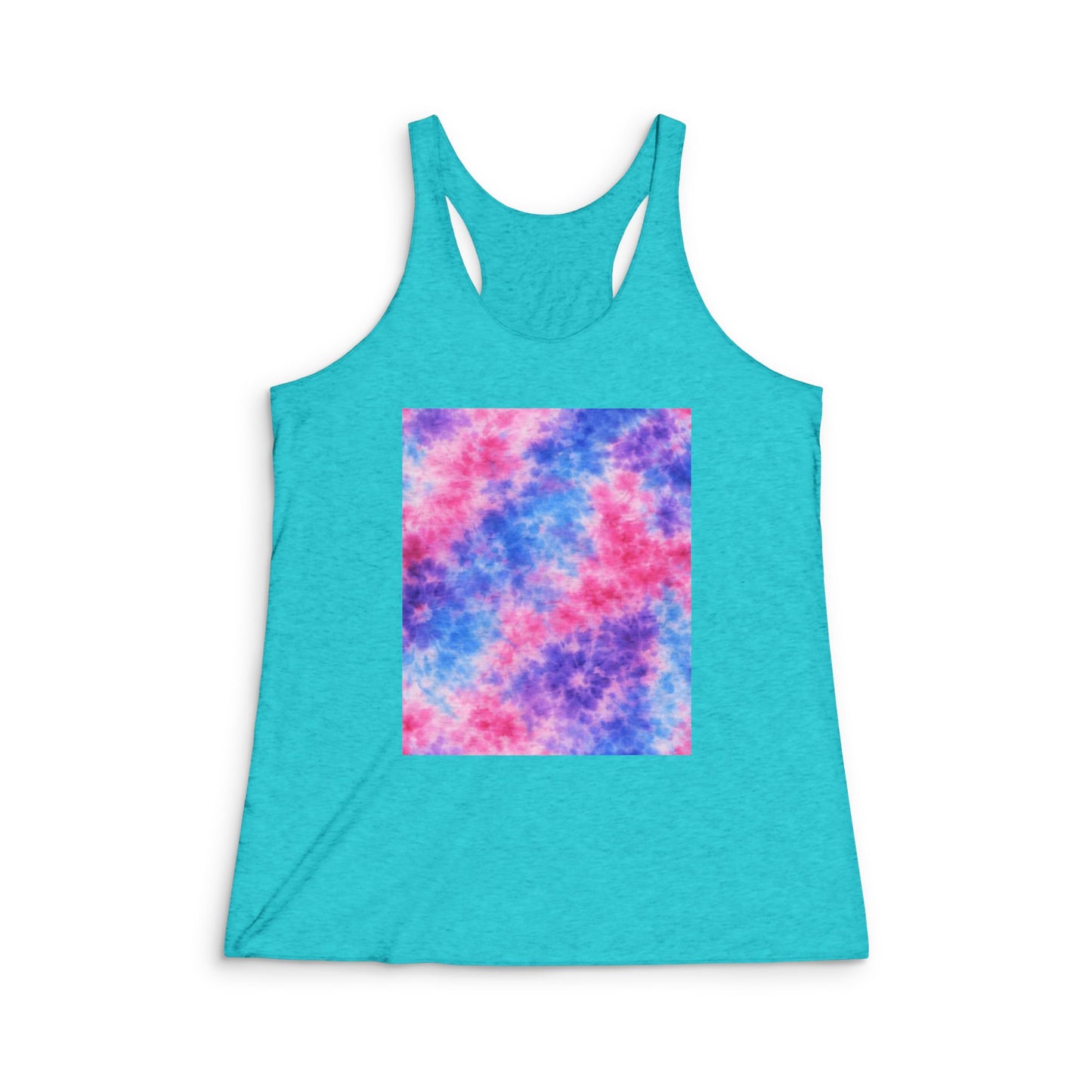Women's Tie-Dye Racerback Tank Top — Pink & Blue Cloud Print