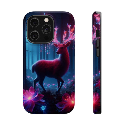 Magnetic Impact-Resistant Phone Case — Neon Fantasy Deer Forest Design
