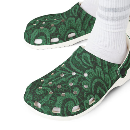 Green Paisley EVA Foam Clogs — Lightweight Slip-On Garden Shoes