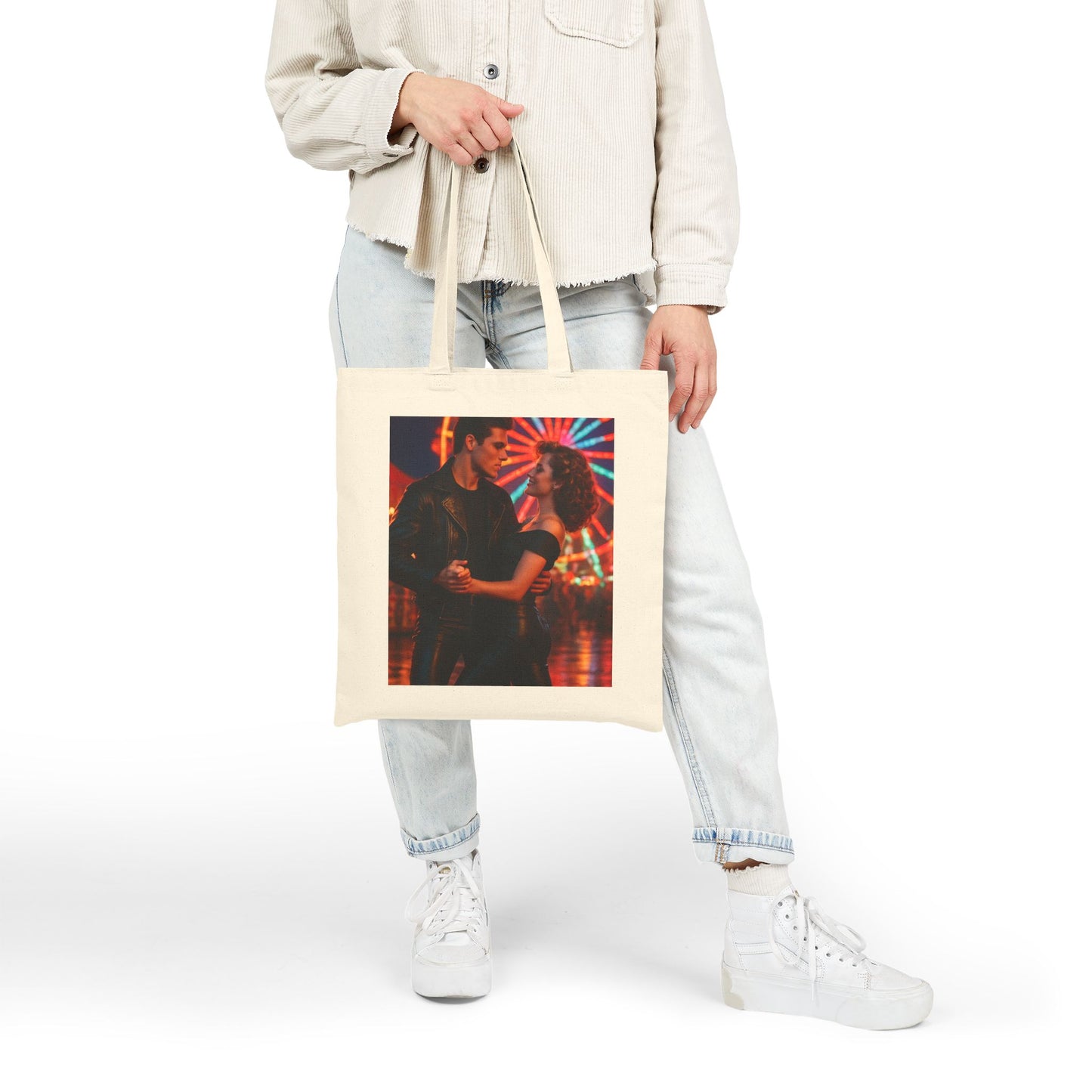 Grease Vibes Canvas Tote Bag — Retro Hollywood Glamour Print