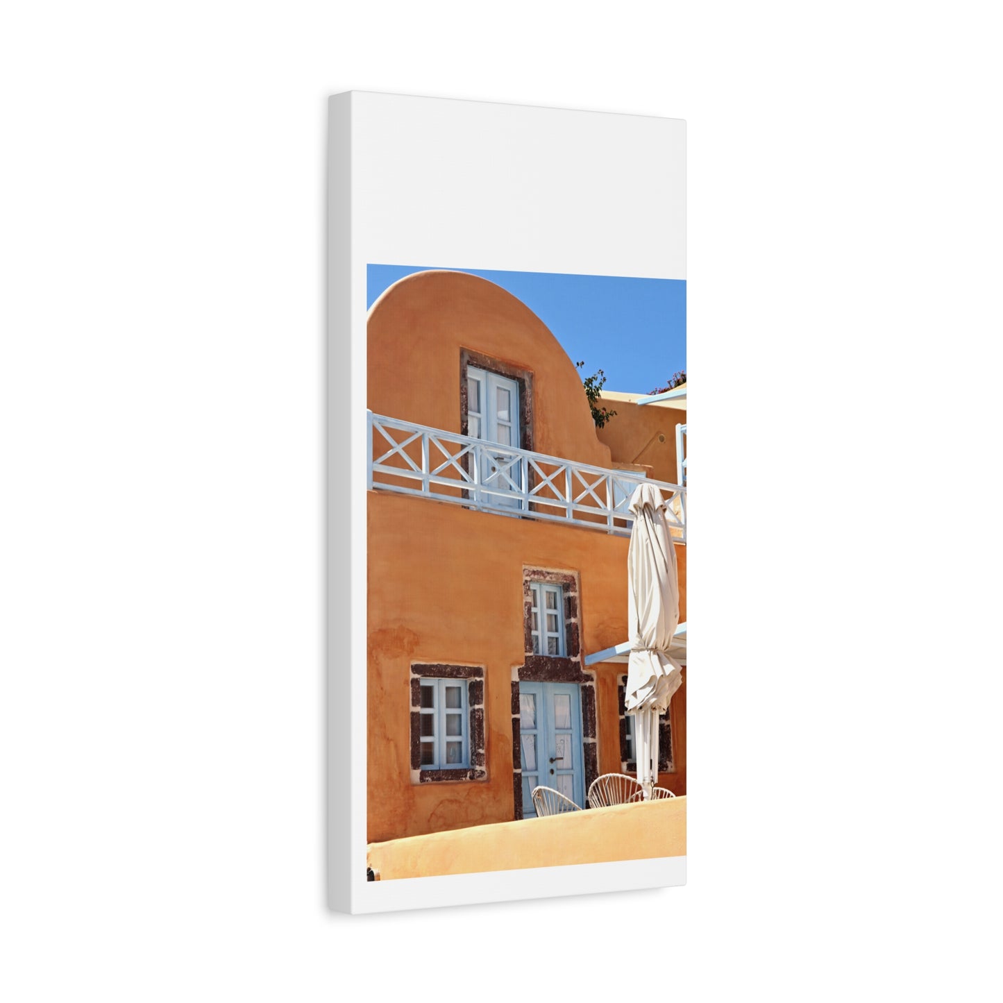 Oia Santorini Orange Facade Canvas — Mediterranean Terracotta Matte Wall Art