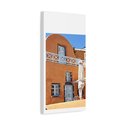 Oia Santorini Orange Facade Canvas — Mediterranean Terracotta Matte Wall Art