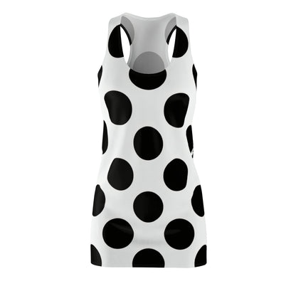 Polka Dot Racerback Dress – Black & White AOP Sleeveless Dress