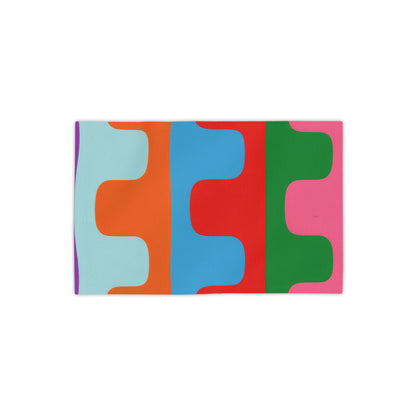 Colorwave Abstract Beach Towel — Bright Retro Geometric Stripes