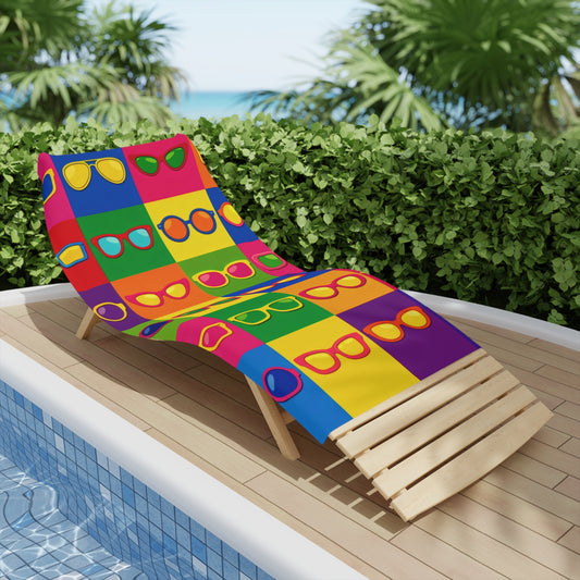 Colorful Sunglasses Grid Beach Towel – Retro Pop Art Summer Vibe