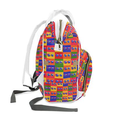 Colorful Sunglasses Pattern Diaper Backpack — Multifunctional Baby Travel Bag