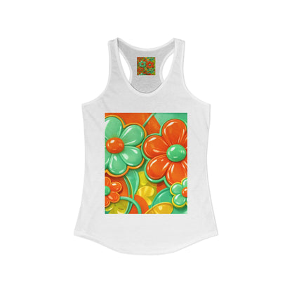 Vibrant 60s Mod Psychedelic Floral Women's Racerback Tank Top