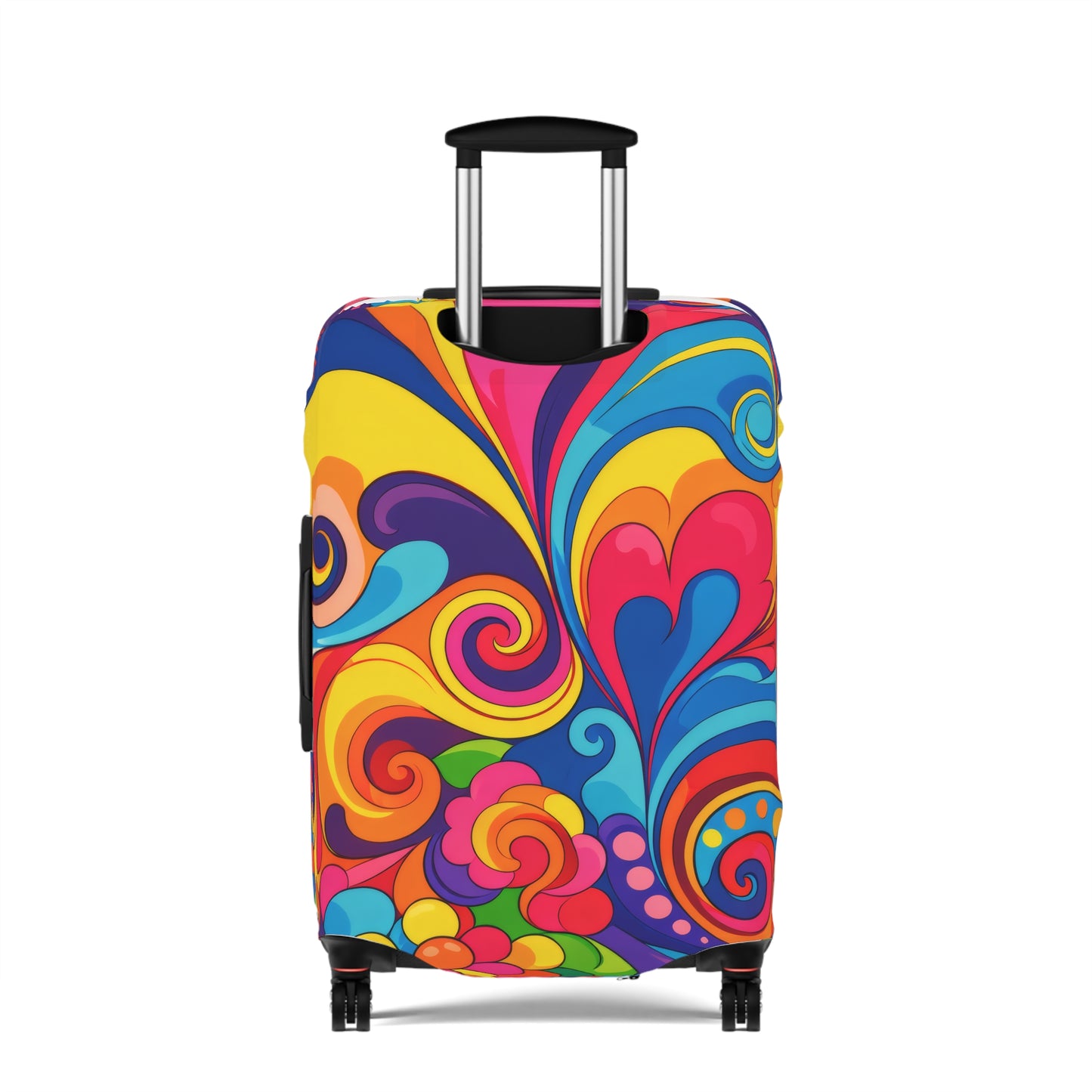 Psychedelic Swirl Luggage Cover — Colorful Retro Travel Protector