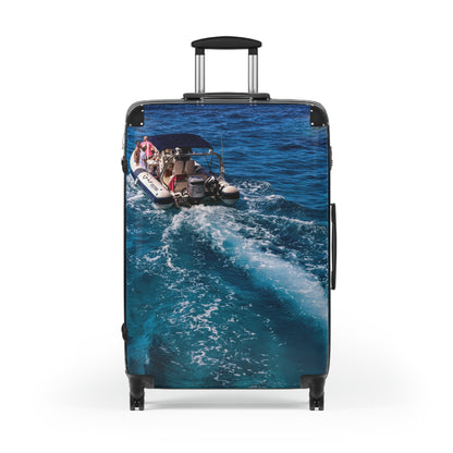 Luxury Antipaxos Greece Suitcase - Marco Polo Boat Wake Ocean Photo Luggage - Aesthetic Nautical Travel Bag - Unique Greek Island Gift