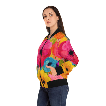 Floral Meadow Bomber Jacket - Bright Wildflower All-Over Print