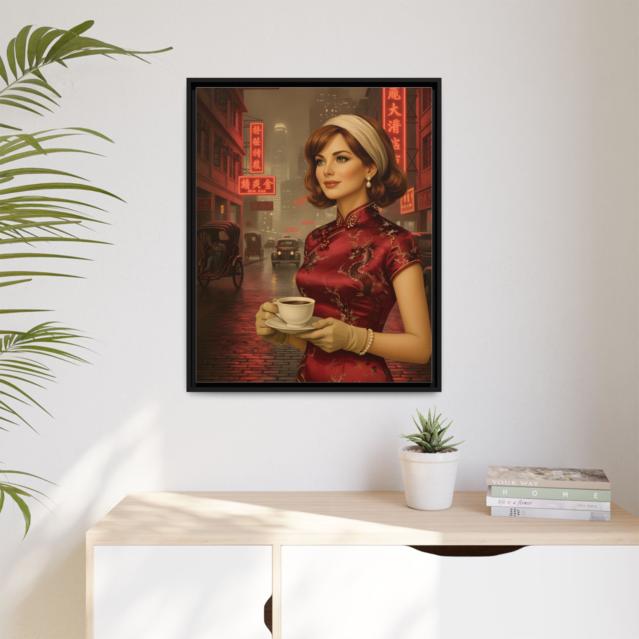 The Dragon Lady of Hong Kong Framed Canvas