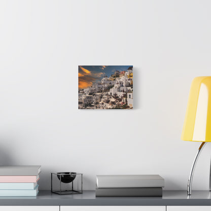 Santorini Sunset Canvas Art, Oia Greece Architecture Wall Decor, Greek Island Sunset