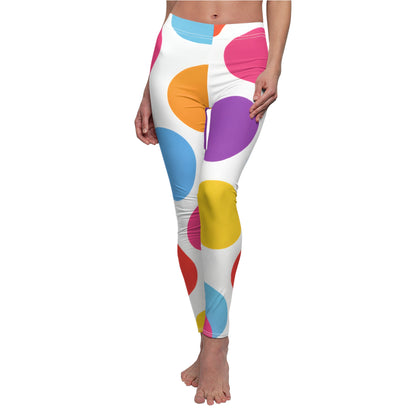 Colorful Polka Dot Women's Leggings — Bright All-Over Print Casual Activewear