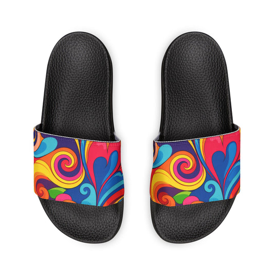Colorful Swirl Slide Sandals — Removable-Strap Women's Summer Slides
