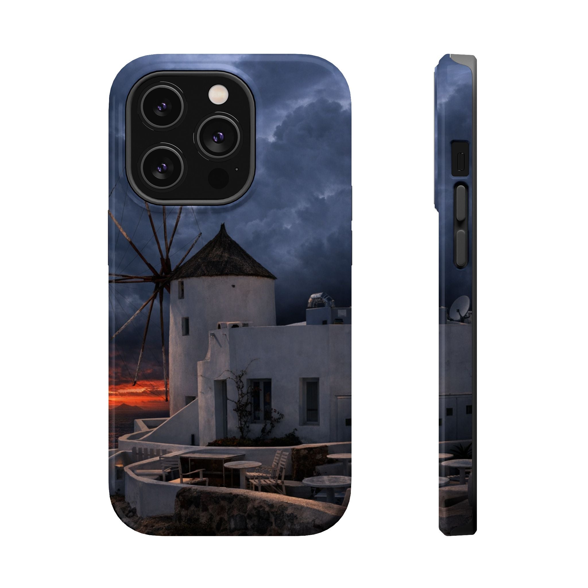 Santorini Windmill Sunset phone case | Magnetic impact-resistant case Greek Island Travel Gift