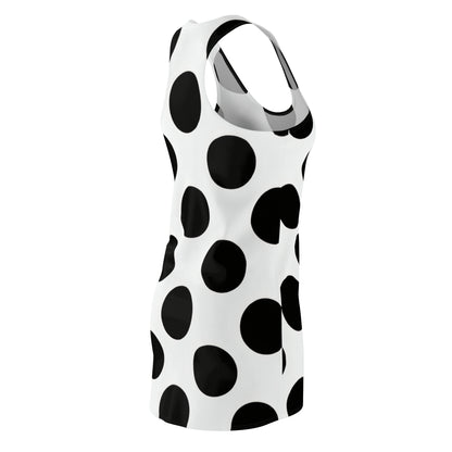 Polka Dot Racerback Dress – Black & White AOP Sleeveless Dress