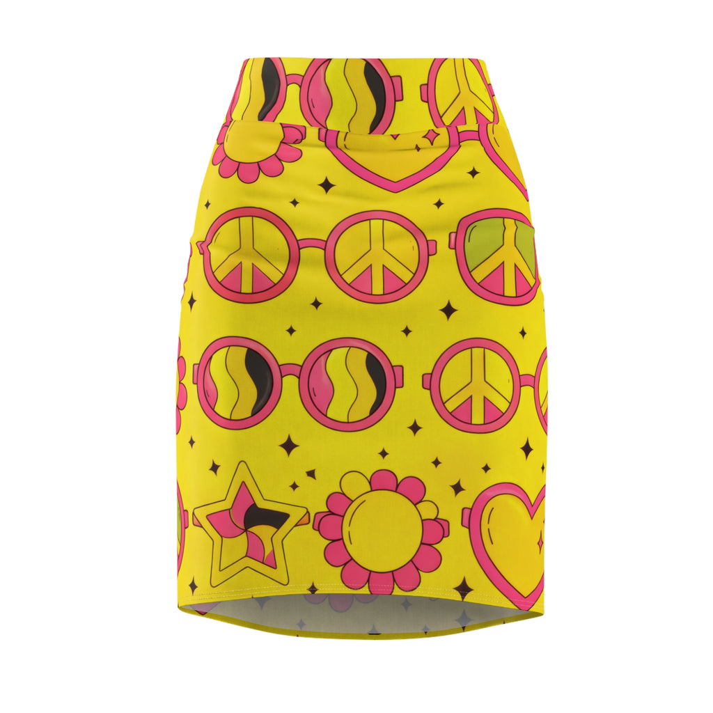 Peace & Love Specs - Pop Art Pencil Skirt
