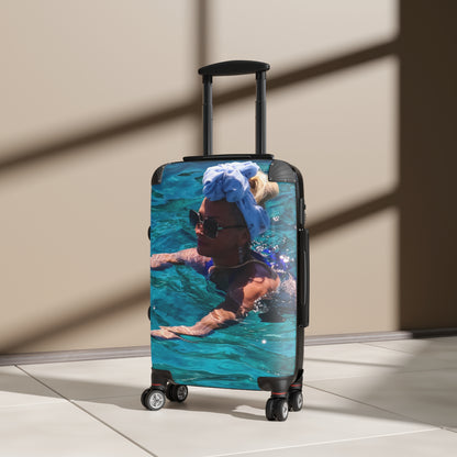 Luxury Antipaxos Greece Suitcase - Woman Swimming in Turquoise Water - Aesthetic Travel Luggage - Unique Greek Island Wanderlust Gift