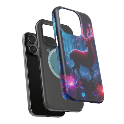 Magnetic Impact-Resistant Phone Case — Neon Fantasy Deer Forest Design