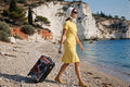 Antipaxos Snorkel Girl Suitcase - White Cliffs Sunset Luggage | Original Photo