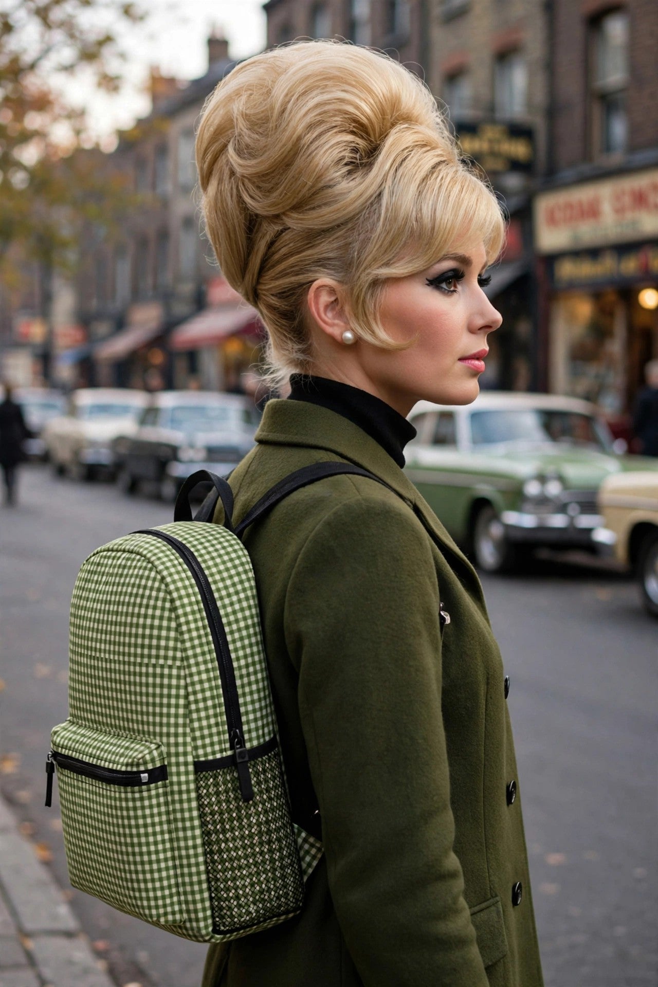 Green Gingham Backpack