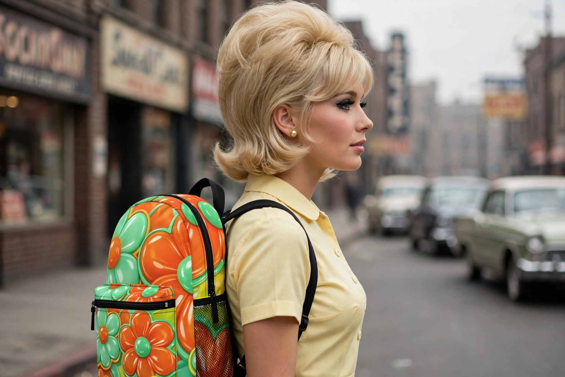 Puffy Retro Flower Backpack
