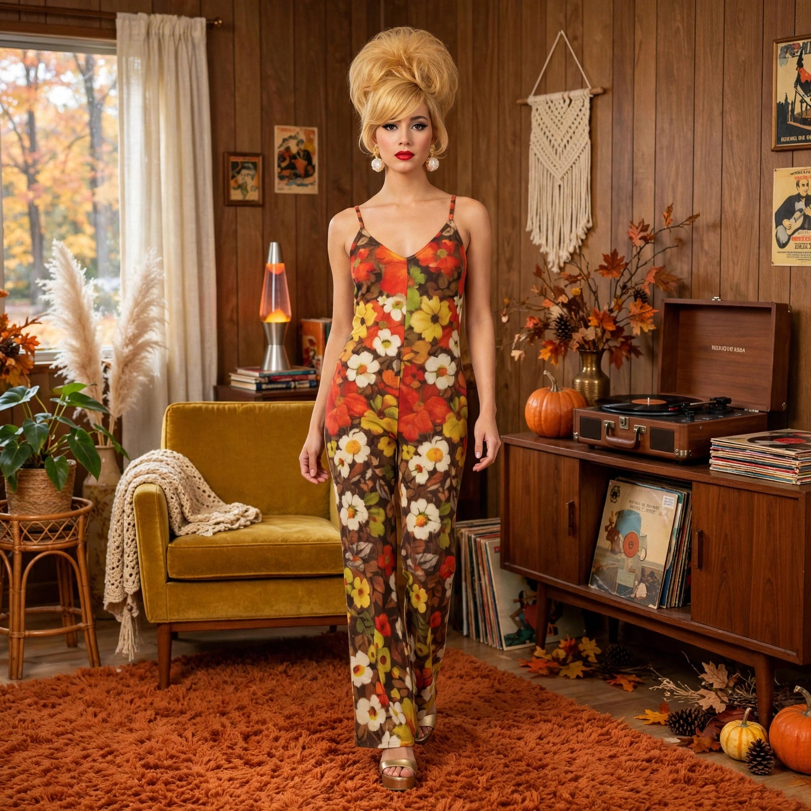 Autumn in Haight - 60s Floral Jumpsuit