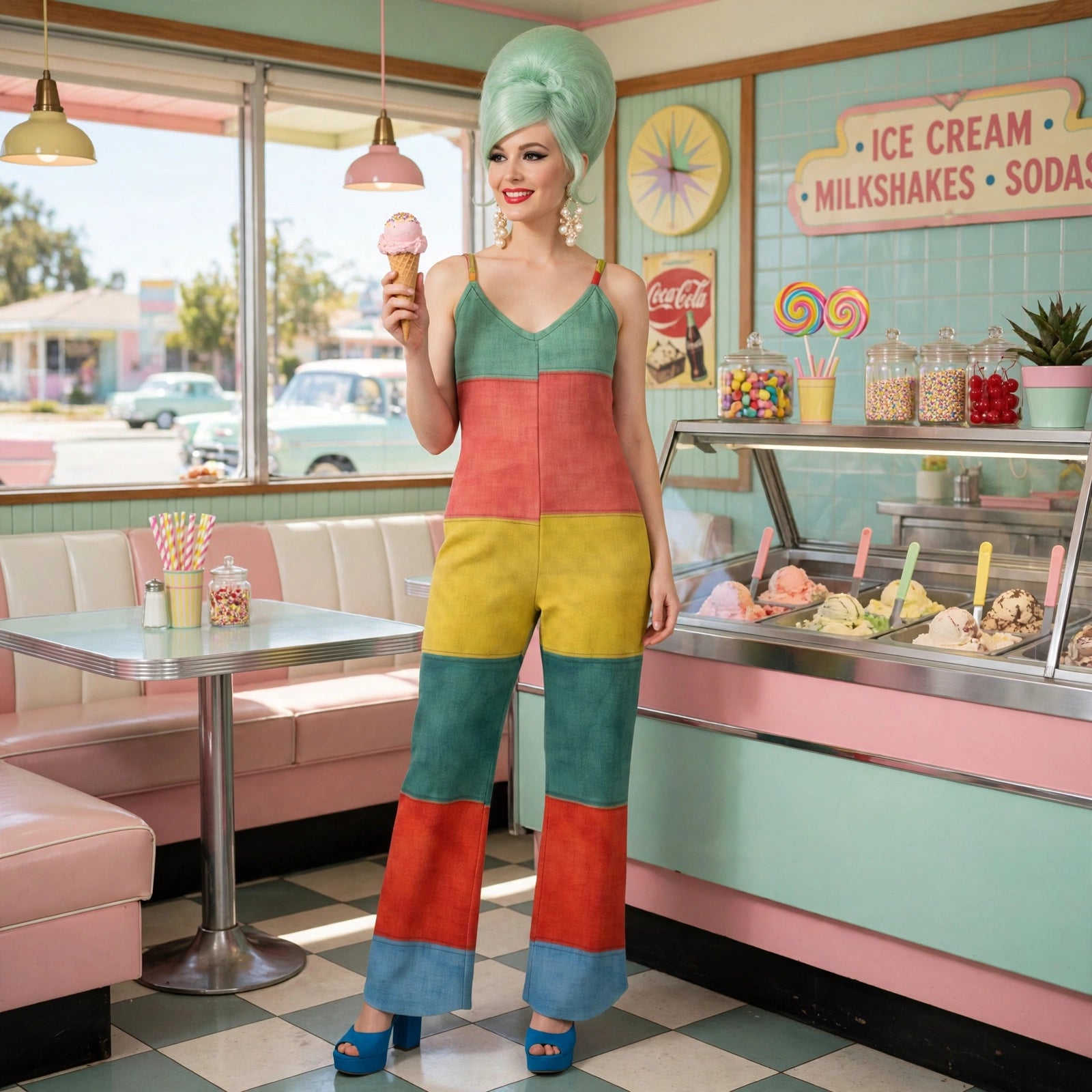 Colorblock Sunset - 60s Stripe Jumpsuit
