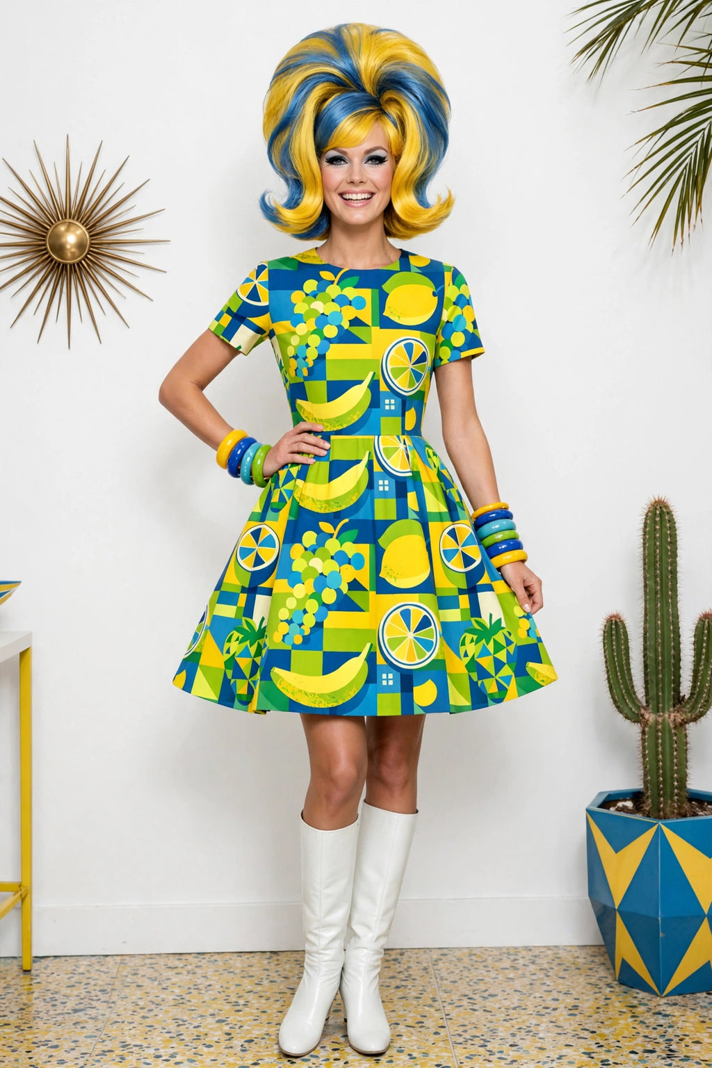 Cubist Fruit Salad Geometric Fabric