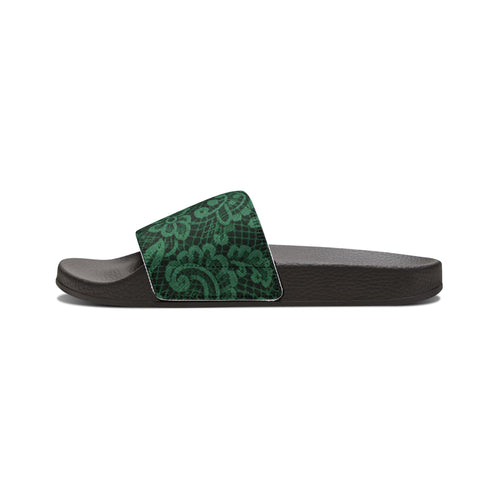 Emerald Damask Slide Sandals