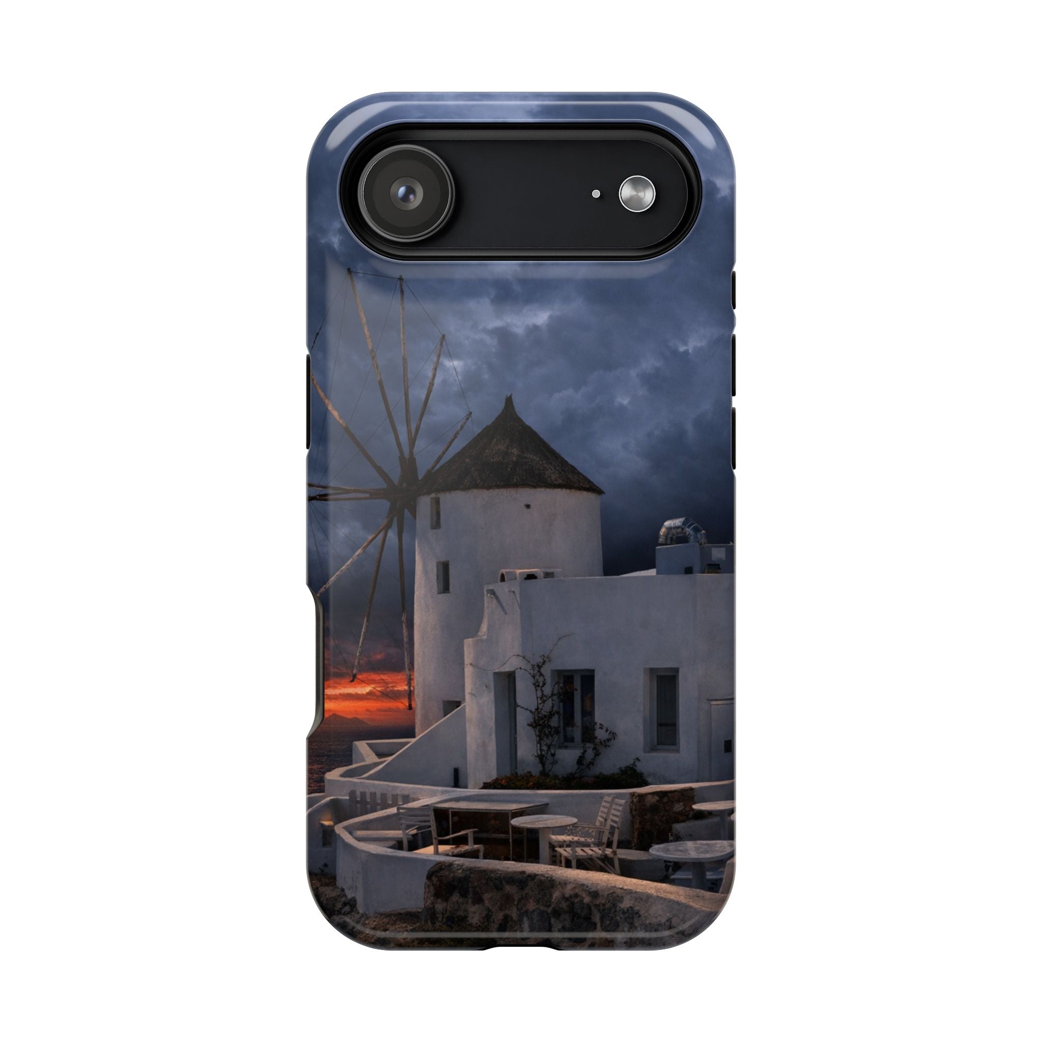 Santorini Windmill Sunset phone case | Magnetic impact-resistant case Greek Island Travel Gift