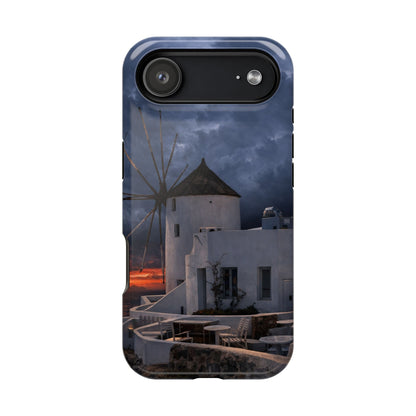 Santorini Windmill Sunset phone case | Magnetic impact-resistant case Greek Island Travel Gift