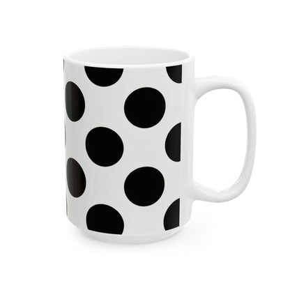 Black Polka Dot Ceramic Mug – Classic Retro 11oz & 15oz Coffee Cup