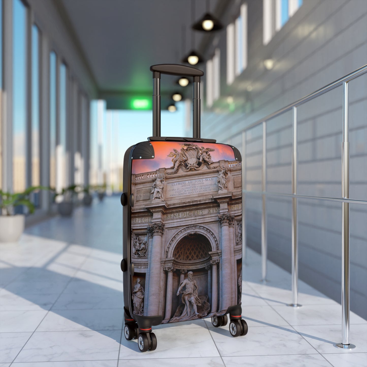 Trevi Fountain Illustration Suitcase — Rome Travel Landmark Luggage