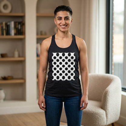 Polka Dot Square Racerback Tank Top — Retro Black & White Dot Graphic