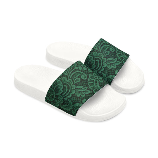 Green Paisley Slide Sandals — Women’s Removable- Strap Slides