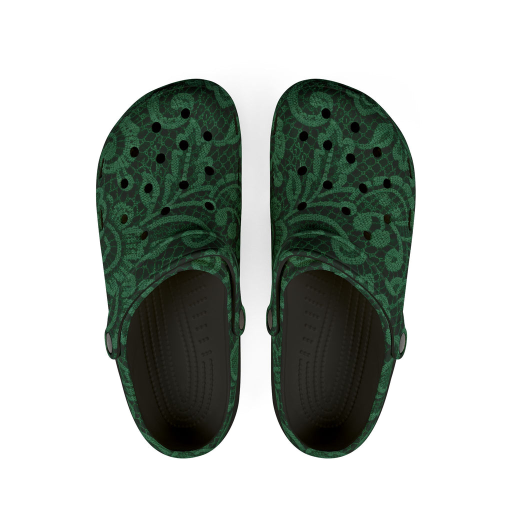 Emerald Paisley Lace Clogs