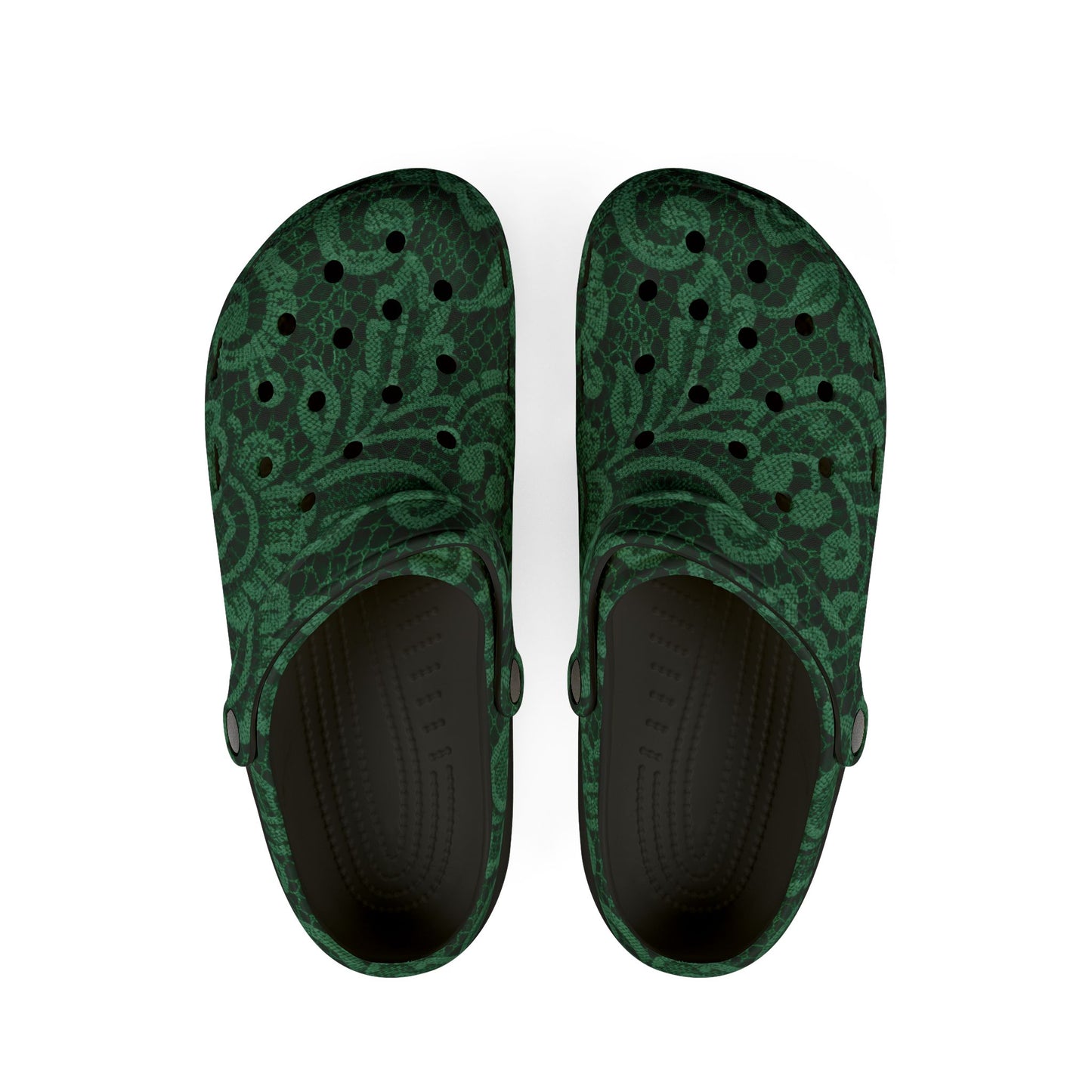 Green Paisley EVA Foam Clogs — Lightweight Slip-On Garden Shoes