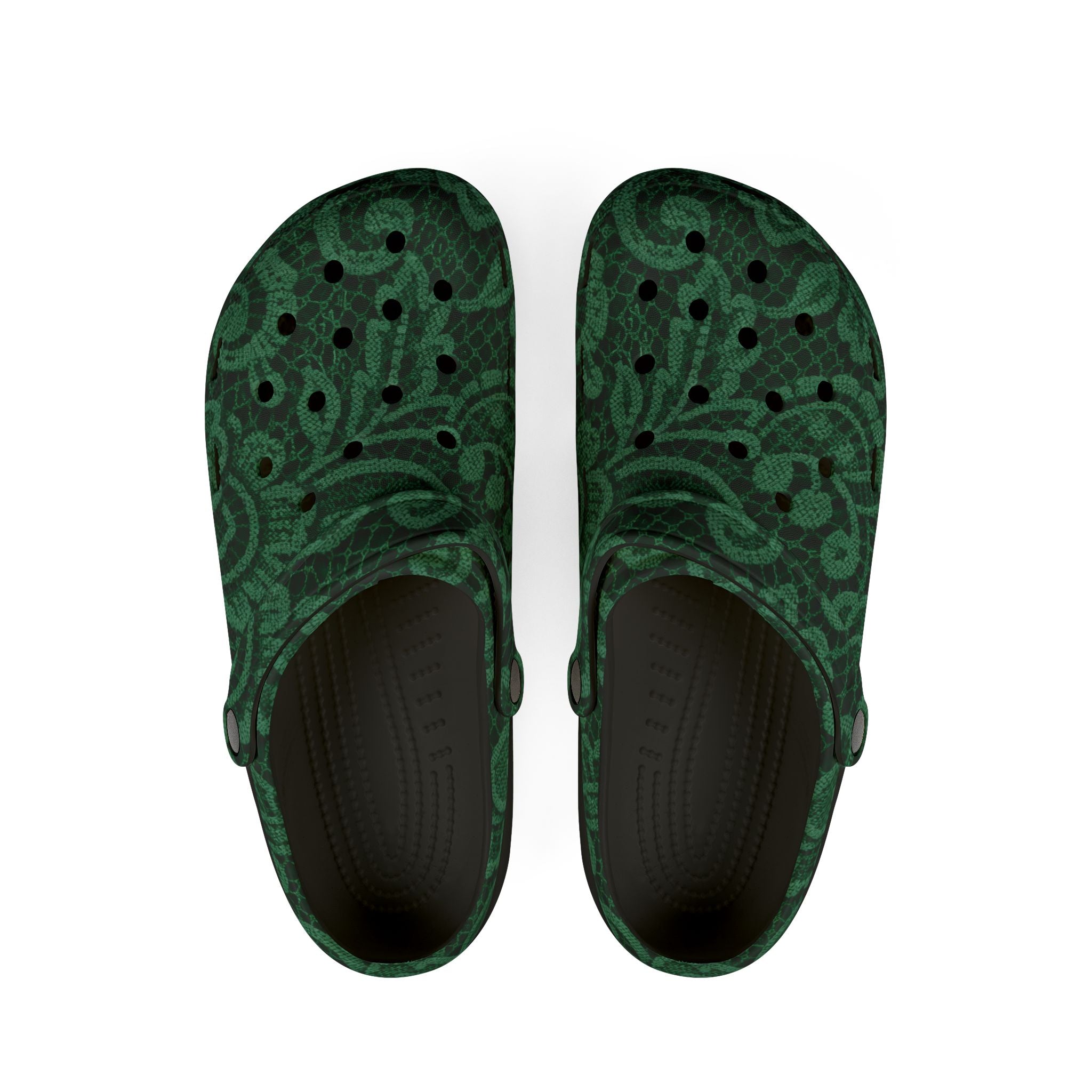 Emerald Paisley Lace Clogs