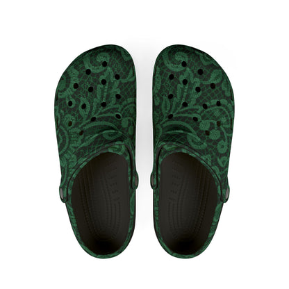 Green Paisley EVA Foam Clogs — Lightweight Slip-On Garden Shoes