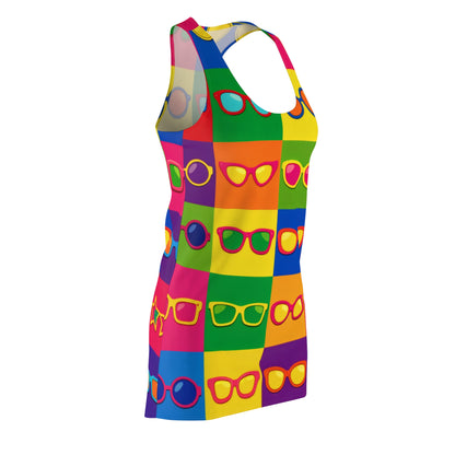 Sunglasses Pop Art Racerback Dress — Colorful Retro Shades All-Over Print