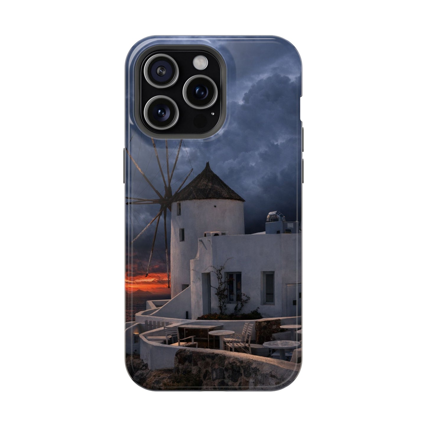Santorini Windmill Sunset phone case | Magnetic impact-resistant case Greek Island Travel Gift