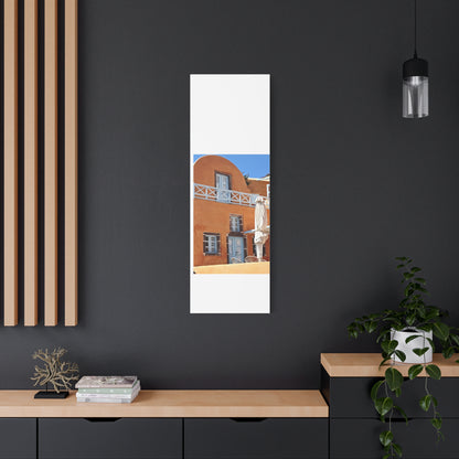 Oia Santorini Orange Facade Canvas — Mediterranean Terracotta Matte Wall Art