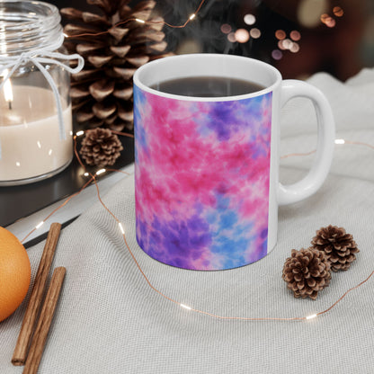 Tie-Dye Cloud Ceramic Mug — Pink & Blue Swirl Coffee Cup (11oz, 15oz)