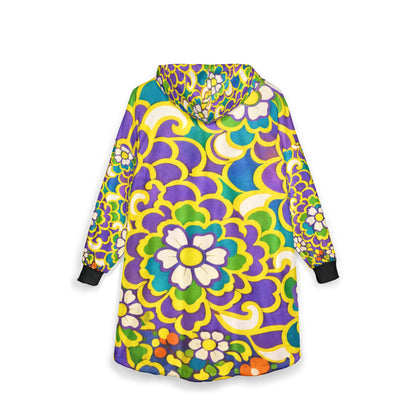 Floral Hoodie — Vibrant Retro Flower Pattern Cozy Oversized